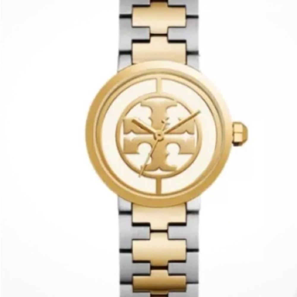 TORY BURCH TWO TONE SILVER/GOLD  REVA LOGO TBW4016 WATCH